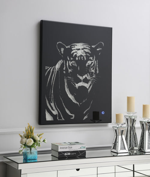 A2015 - LED Wall Art (Tiger) - Pearl Silver - Stylish Home Furniture