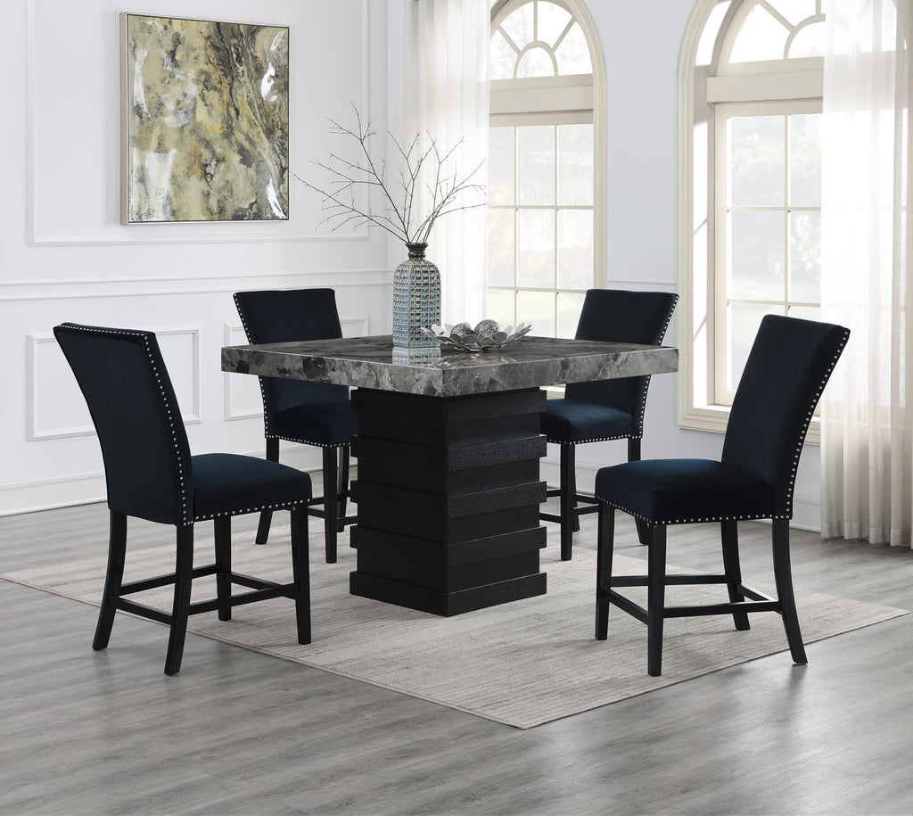 D136 - Faux Marble Counter Table - Gray