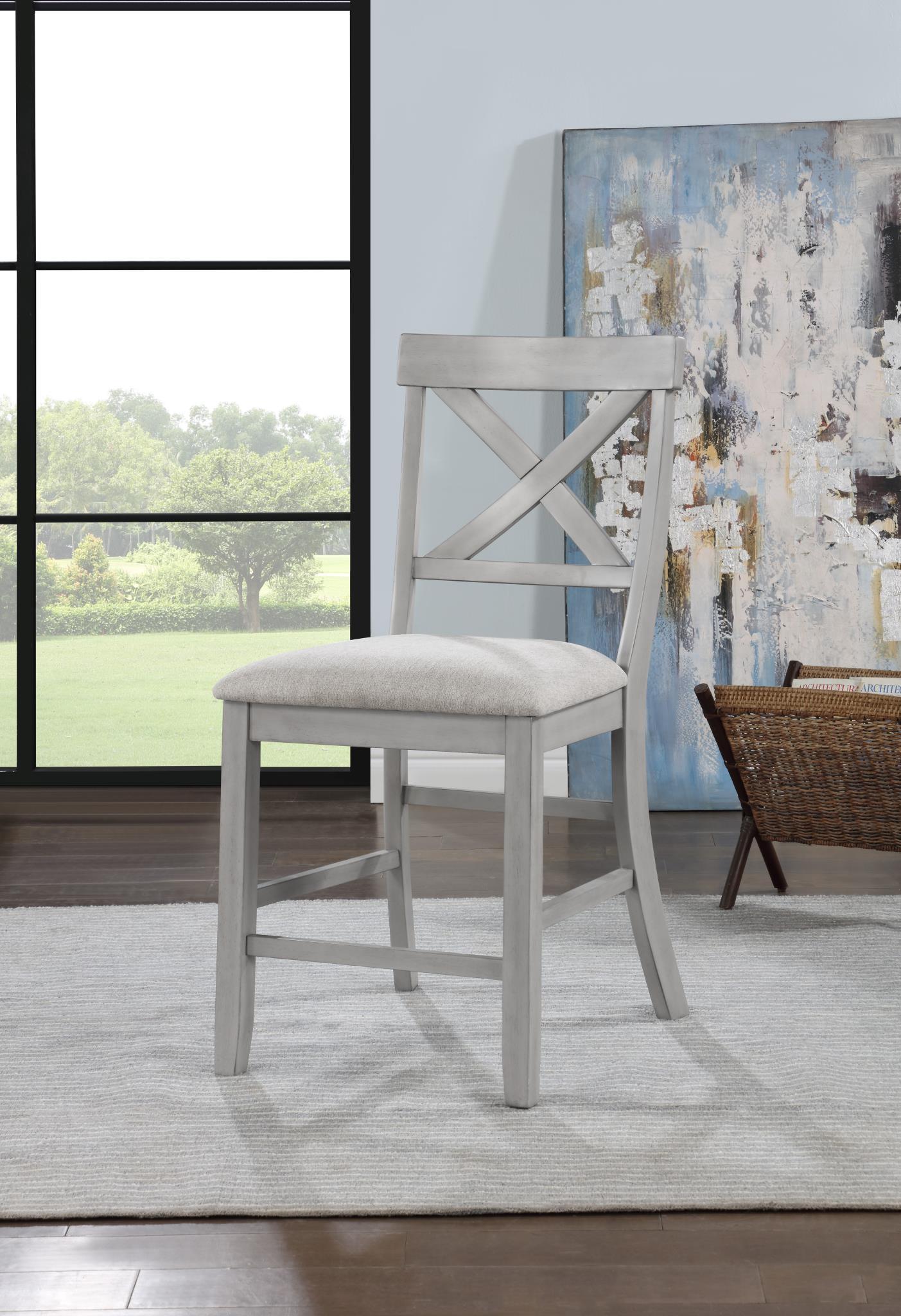 D165 - Upholstered Barstool (Set of 2) - Gray - Stylish Home Furniture