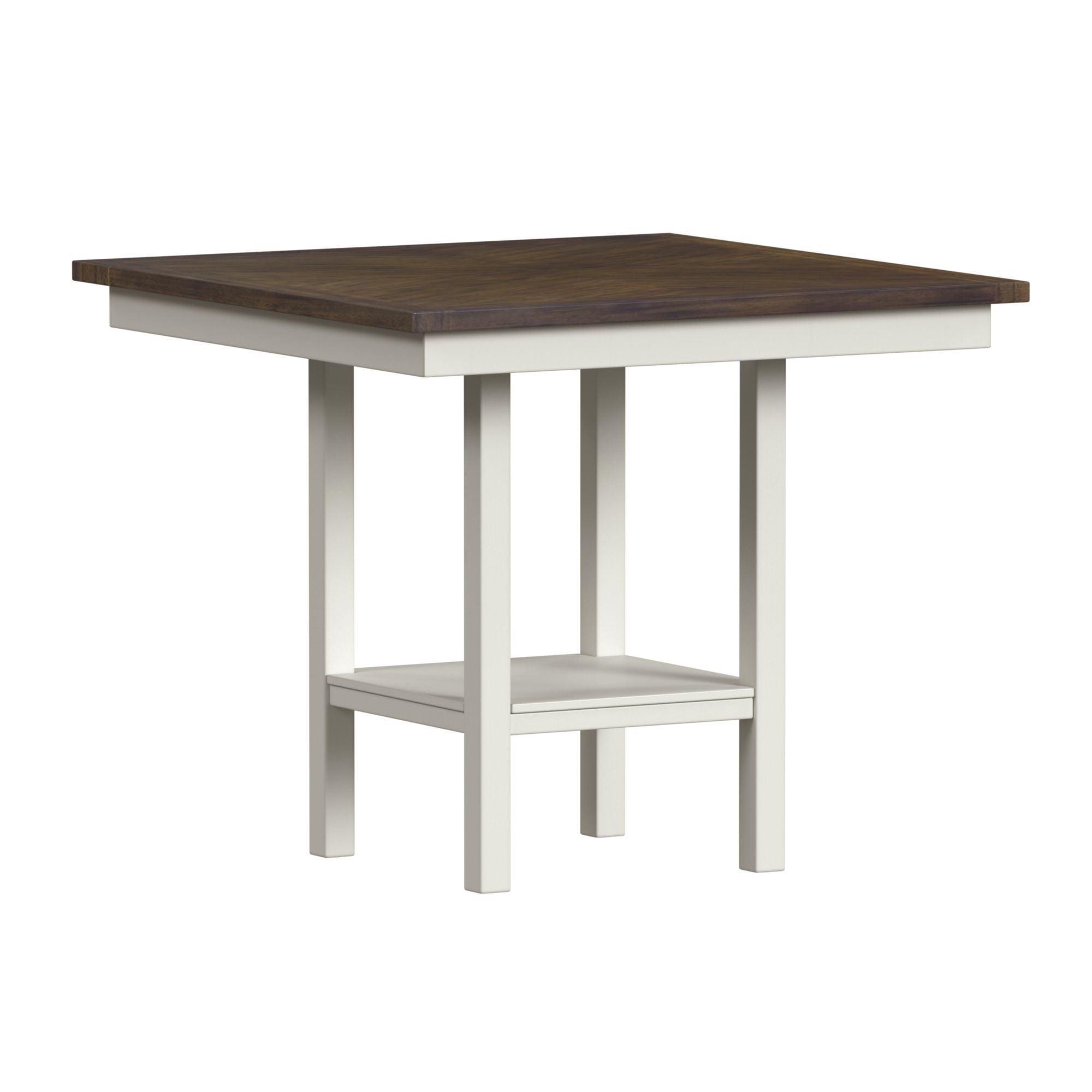 Brooks - 5 Piece Counter Set With Table And 4 Upholstery Seat & Wood Back Chairs - Medium Brown & White - Stylish Home Furniture