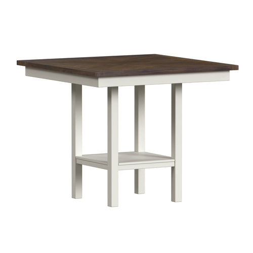 Brooks - 5 Piece Counter Set With Table And 4 Upholstery Seat & Wood Back Chairs - Medium Brown & White - Stylish Home Furniture
