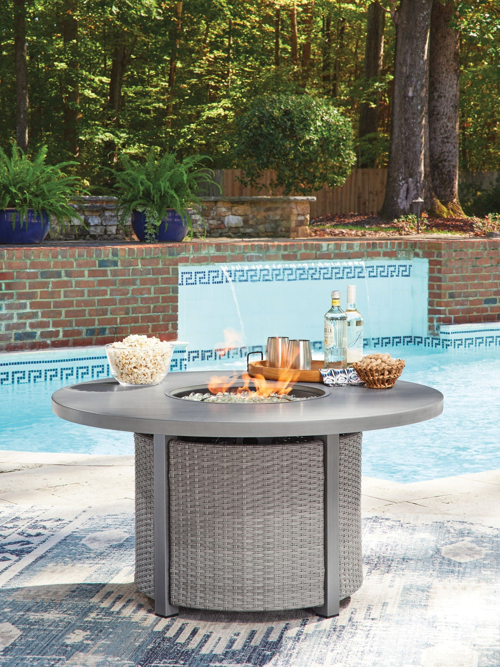 Half Moon Beach - Round Fire Pit Table - Gray - Stylish Home Furniture