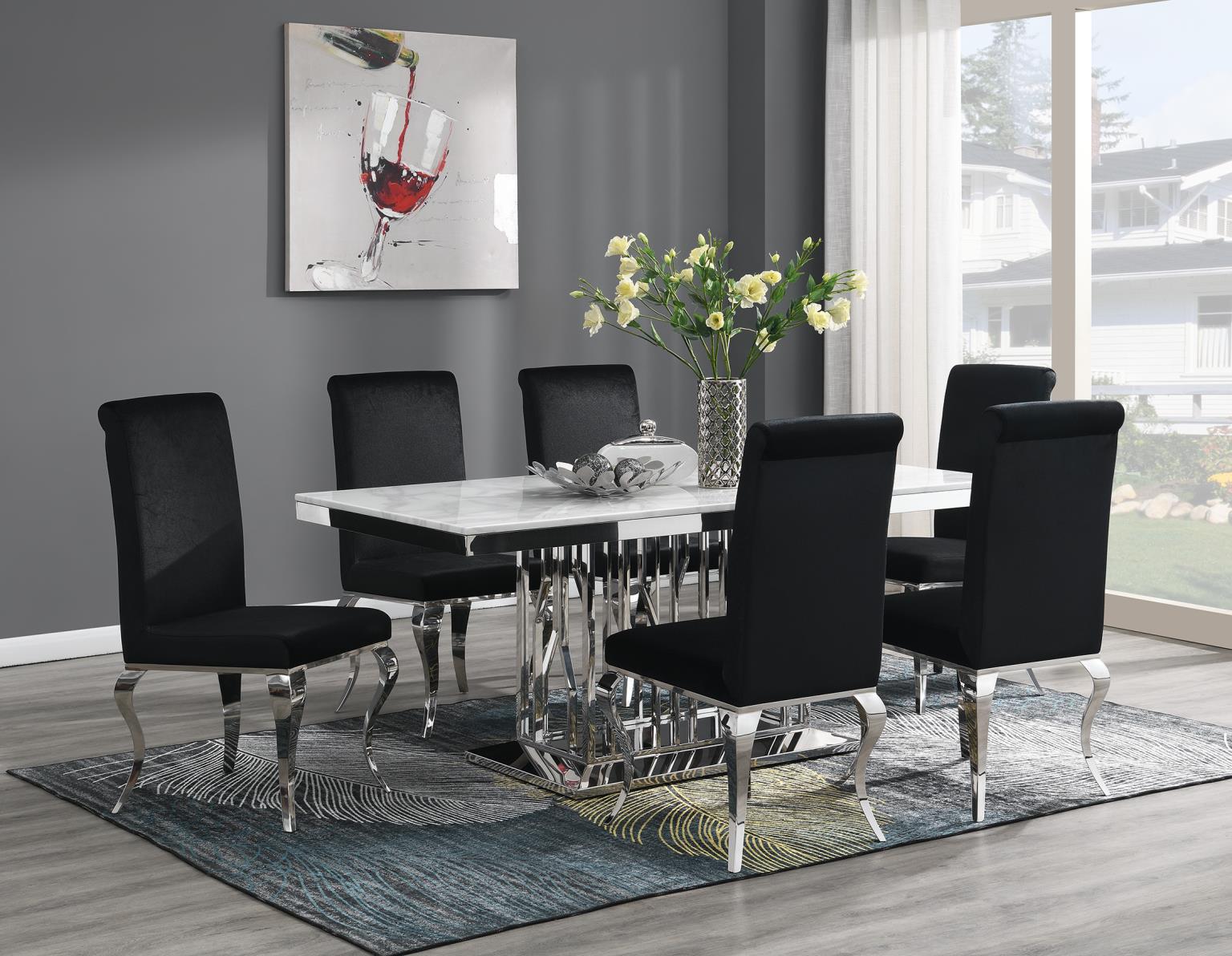 G-081-T-WHITE - Marble Dining Table - White - Stylish Home Furniture