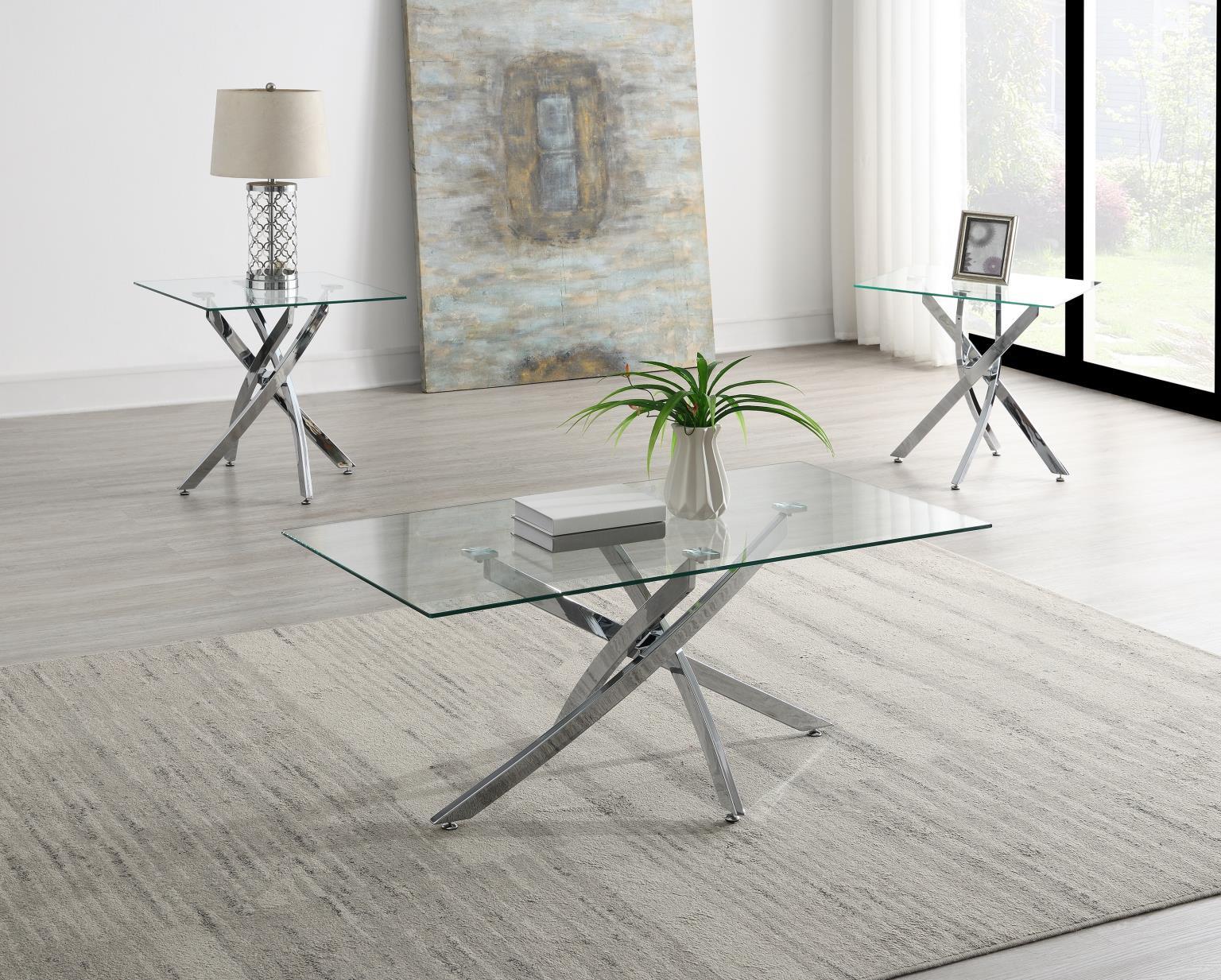 T240 - Chrome Table Set (Set of 3) - Gray - Stylish Home Furniture