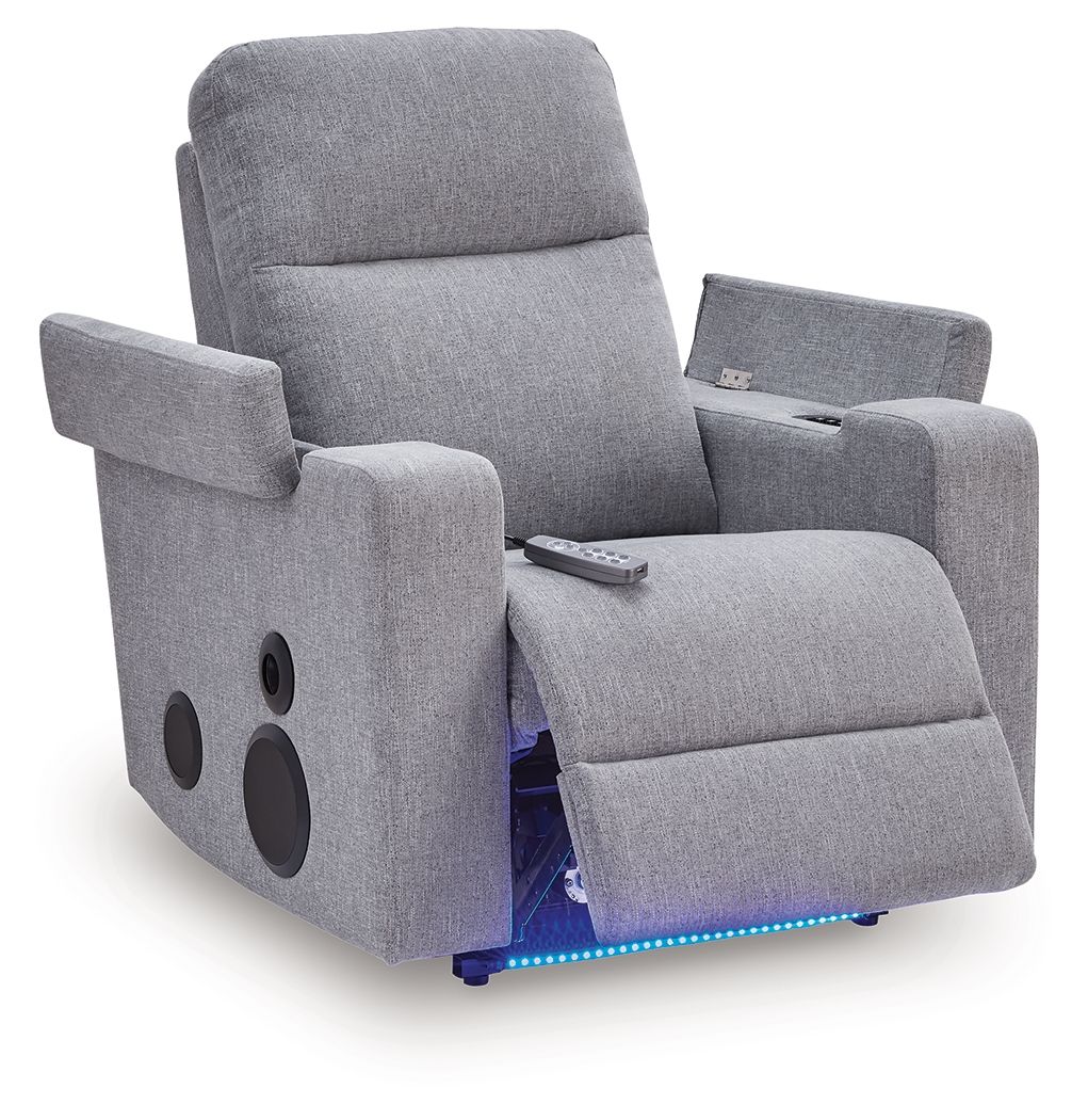 Pineland - Glider Power Recliner With Audio System - Pewter - Stylish Home Furniture