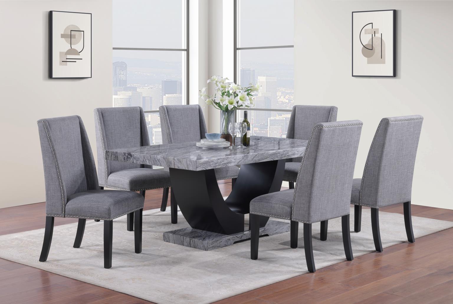 D144 - Faux Marble Dining Table - Gray - Stylish Home Furniture