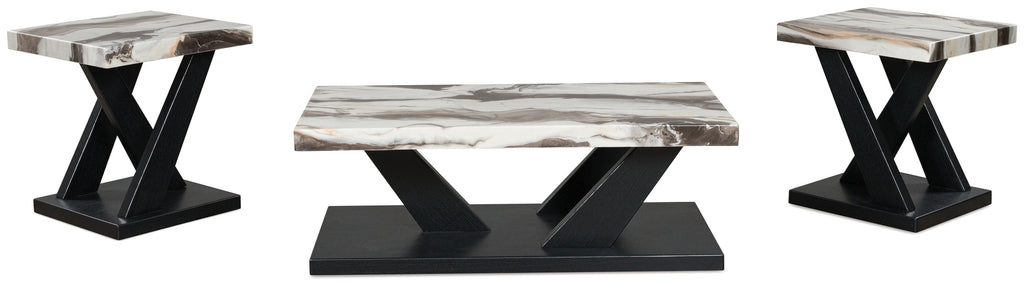 Cendill - Occasional Table Set (Set of 3) - Dark Brown / White / Black - Stylish Home Furniture