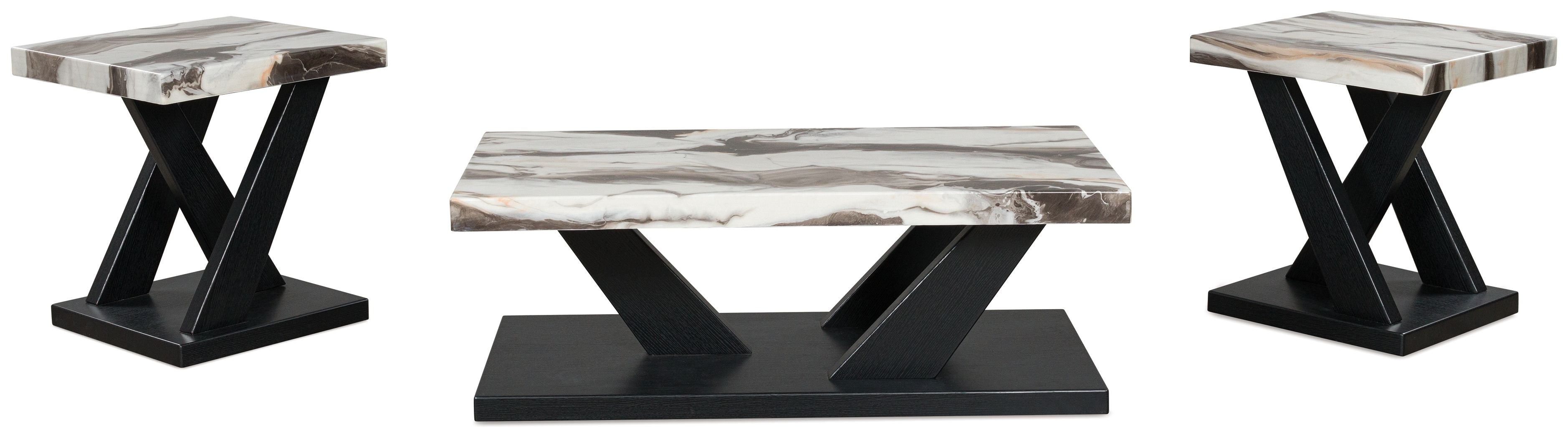 Cendill - Occasional Table Set (Set of 3) - Dark Brown / White / Black - Stylish Home Furniture