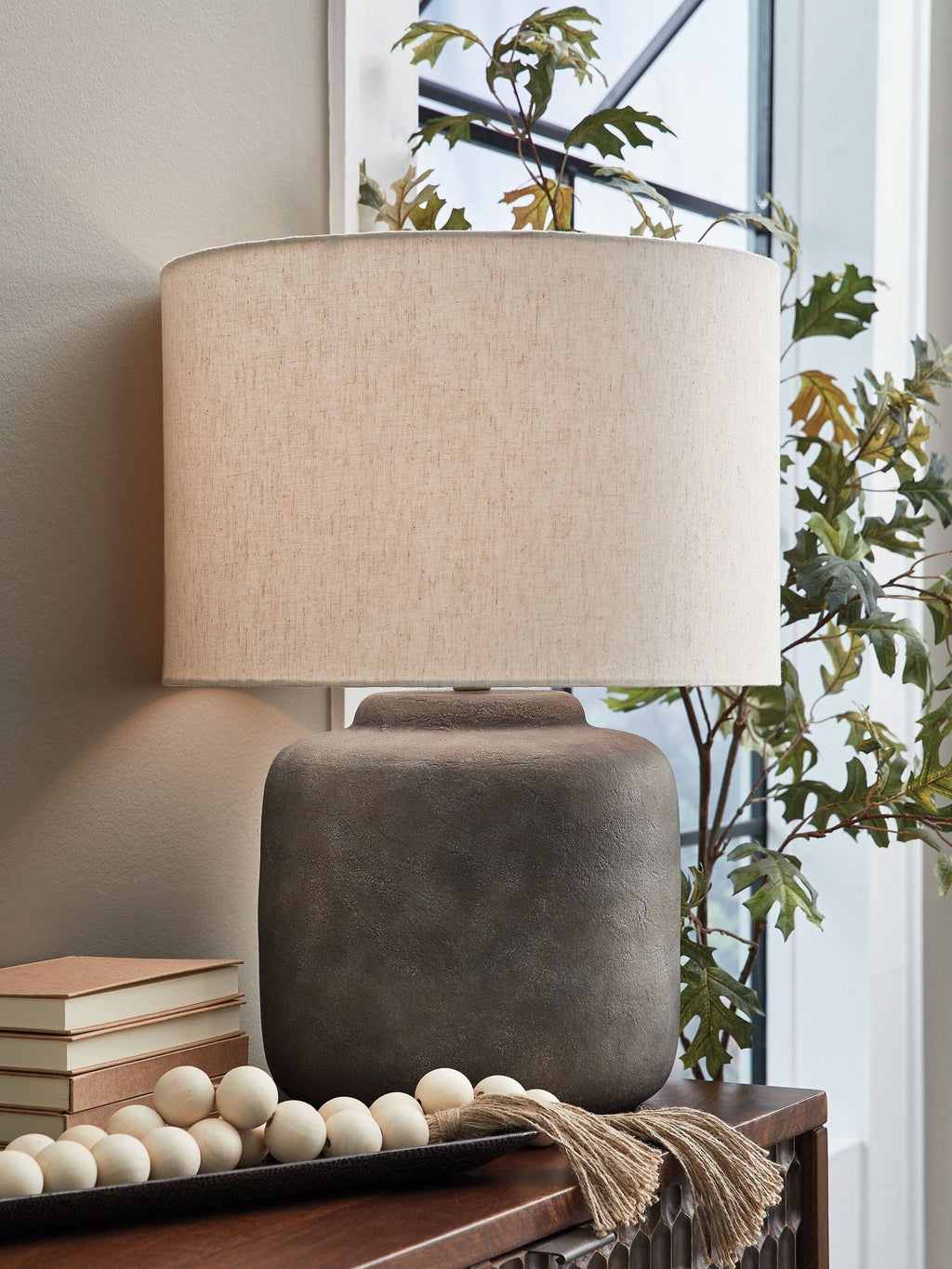 Zandophen - Metal Table Lamp - Antique Gray - Stylish Home Furniture