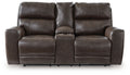 Crossplex - Power Reclining Loveseat / Console / Adjustable Headrest - Smoke - Stylish Home Furniture