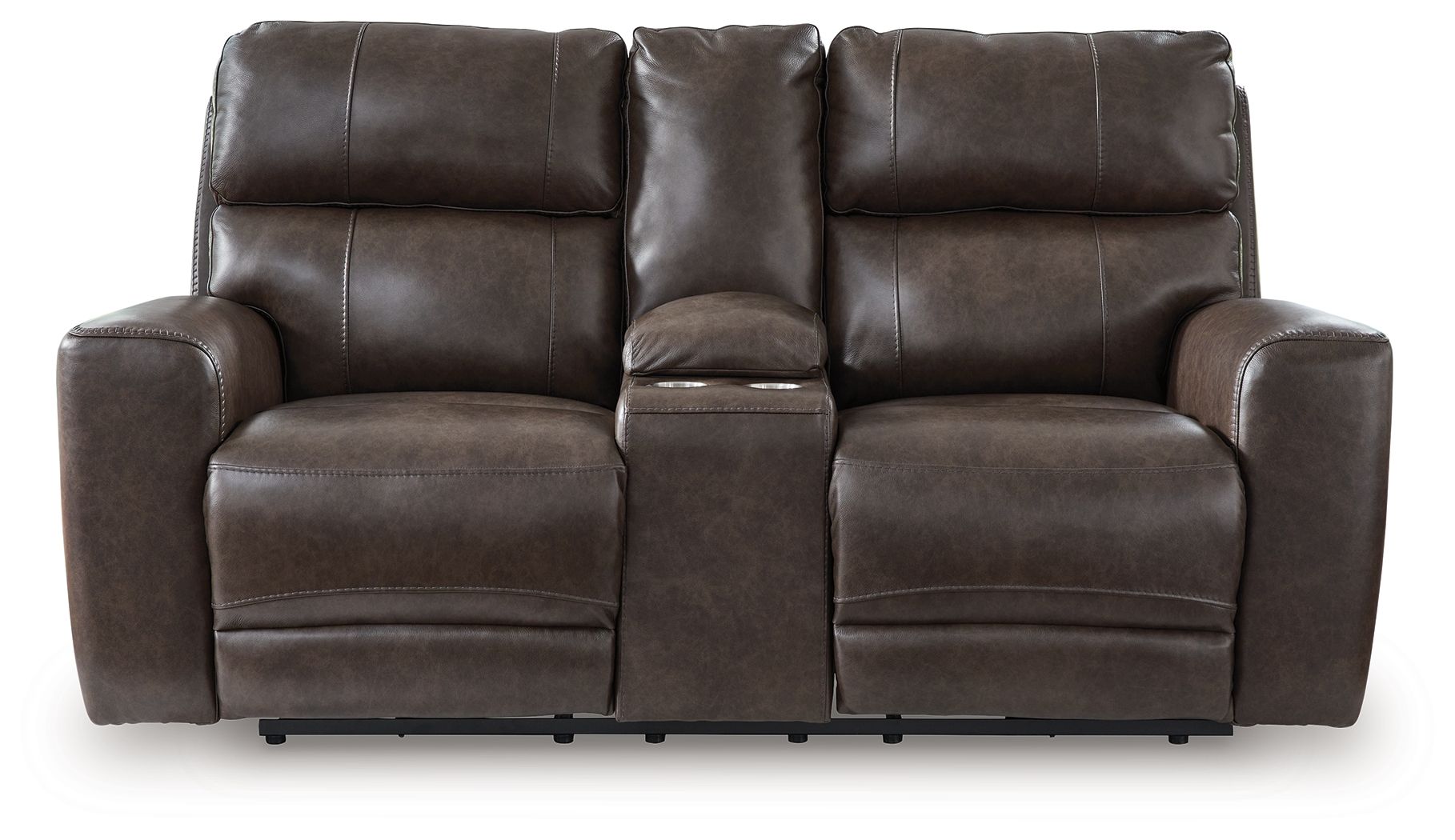 Crossplex - Power Reclining Loveseat / Console / Adjustable Headrest - Smoke - Stylish Home Furniture