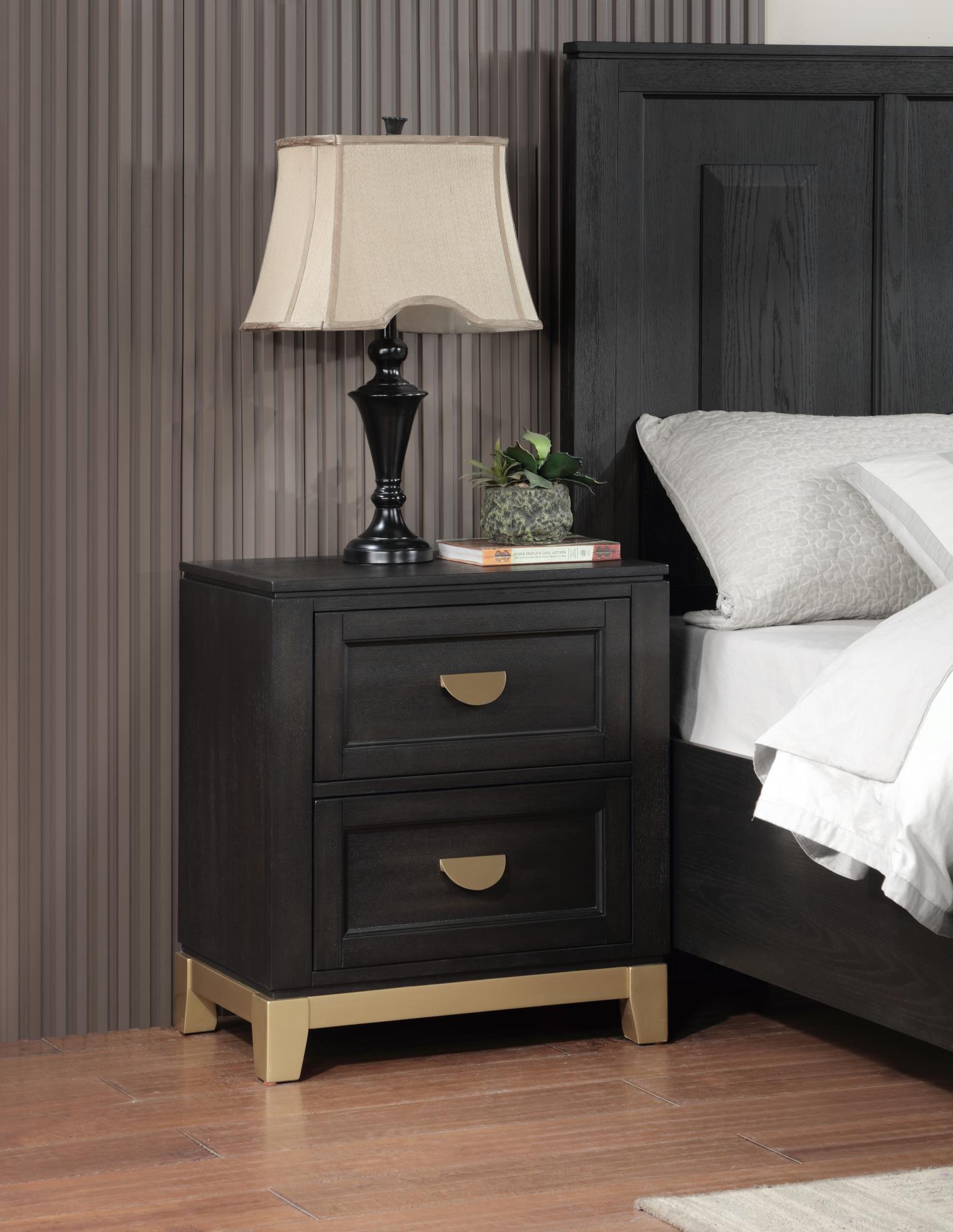 B236 - Nightstand - Black / Gold - Stylish Home Furniture