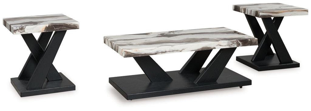 Cendill - Occasional Table Set (Set of 3) - Dark Brown / White / Black - Stylish Home Furniture