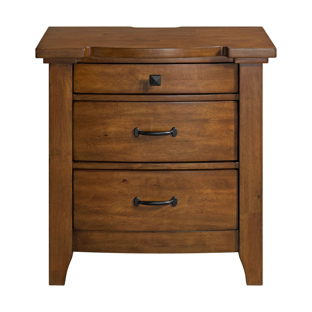 Gage - 3-Drawer Nightstand With USB And Power - Chestnut - Stylish Home Furniture