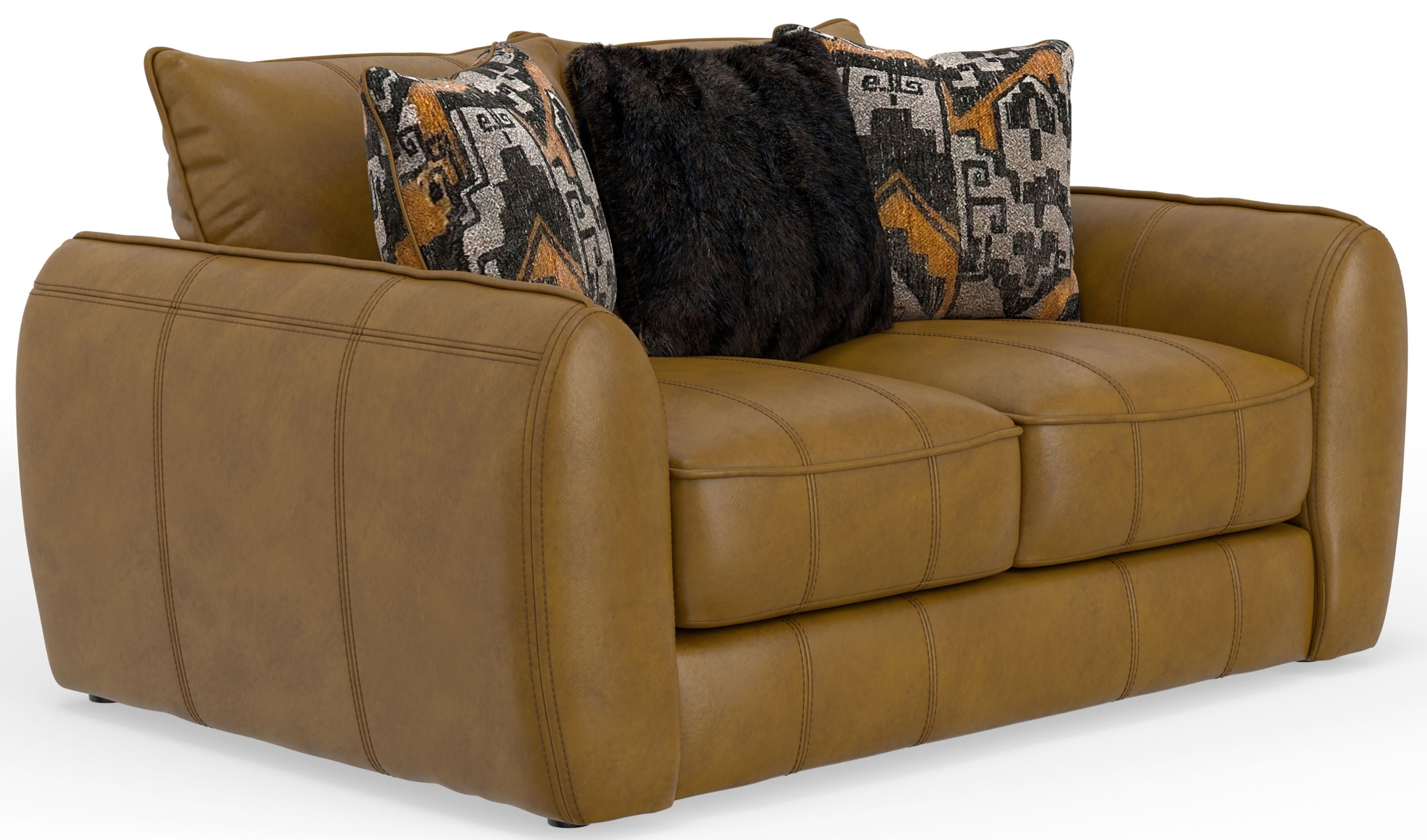 Corvara - Top Grain Italian Leather Match Loveseat - Caramel - Stylish Home Furniture