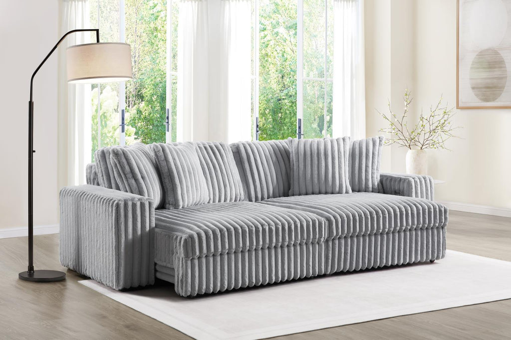 U309 - Corduroy Power 4 Seater Sofa - Gray - Stylish Home Furniture