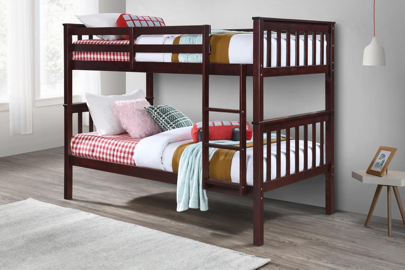 S104 - Twin Over Twin Bunk Bed - Dark Brown - Stylish Home Furniture