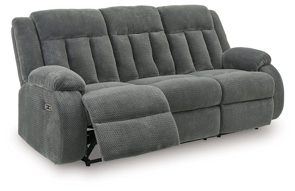 Observation - Reclining Power Sofa With Drop Down Table - Steel - Stylish Home Furniture
