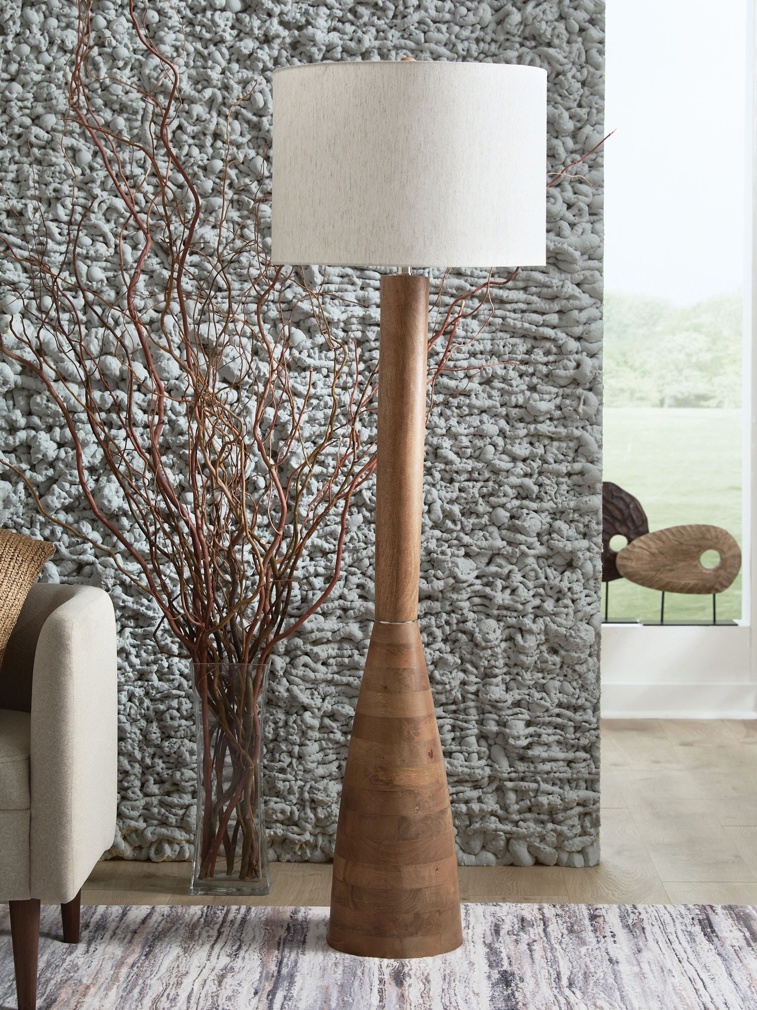 Ailsa - Wood Floor Lamp - Natural Brown - Stylish Home Furniture