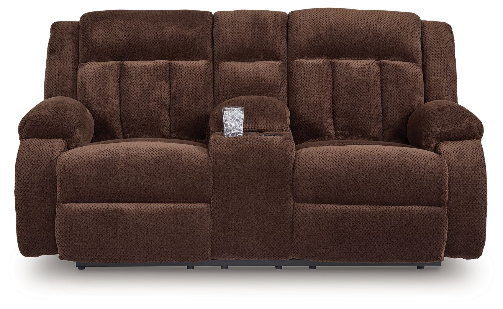 Free Wake - Double Relcining Power Loveseat With Console - Chocolate - Stylish Home Furniture