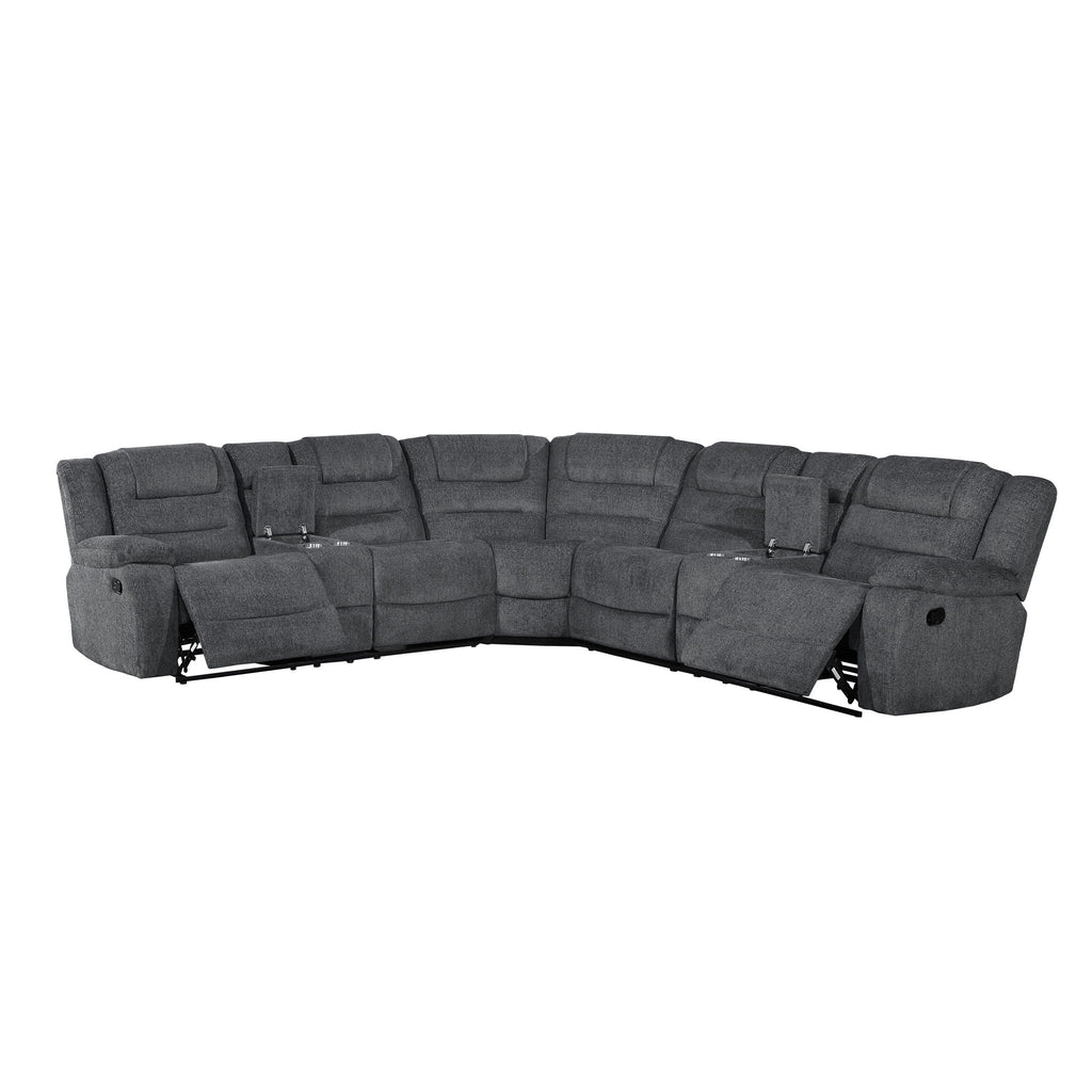 Redondo - 3 Piece Manual Sectional (2 Loveseats & Wedge) - Dark Gray - Stylish Home Furniture