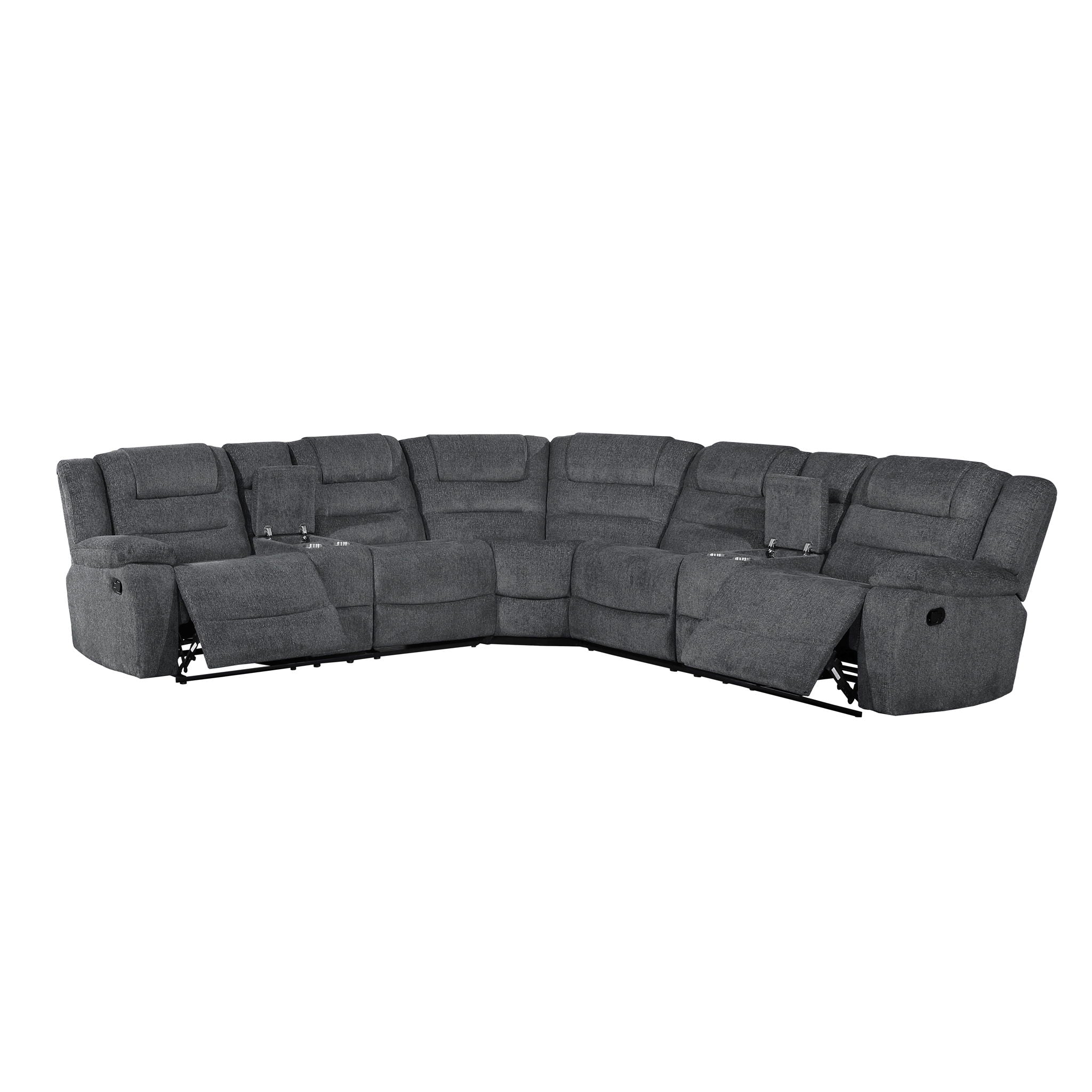 Redondo - 3 Piece Manual Sectional (2 Loveseats & Wedge) - Dark Gray - Stylish Home Furniture