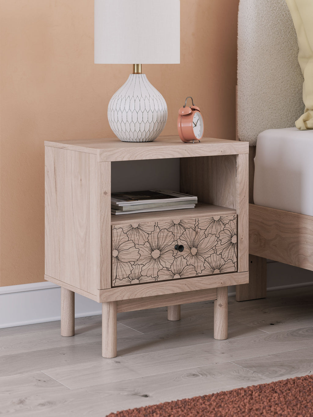 Arloster - One Drawer Night Stand - Tan - Stylish Home Furniture