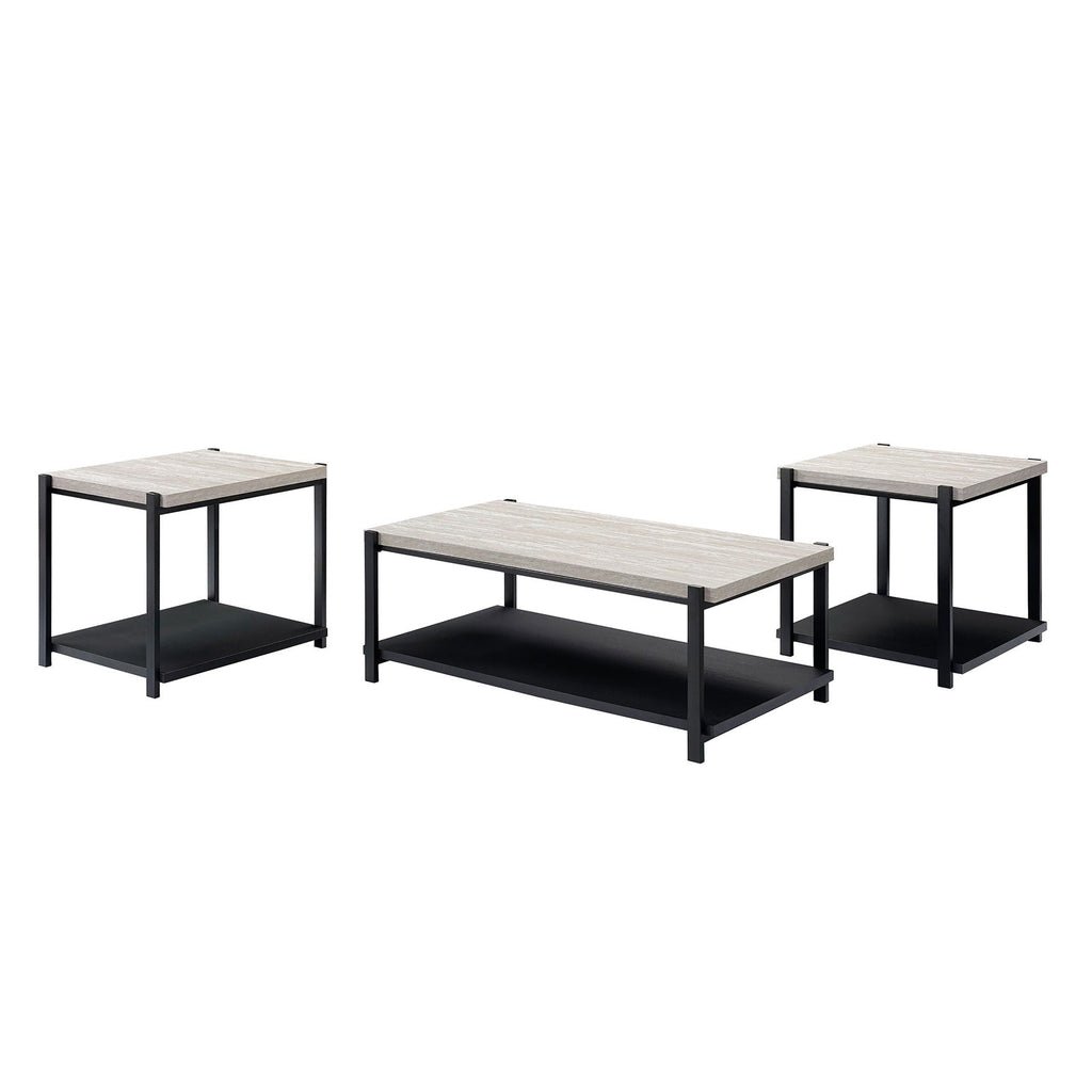 Linea - 3 Piece Occasional Set (1 Coffee & 2 End Tables) - Light Gray - Stylish Home Furniture