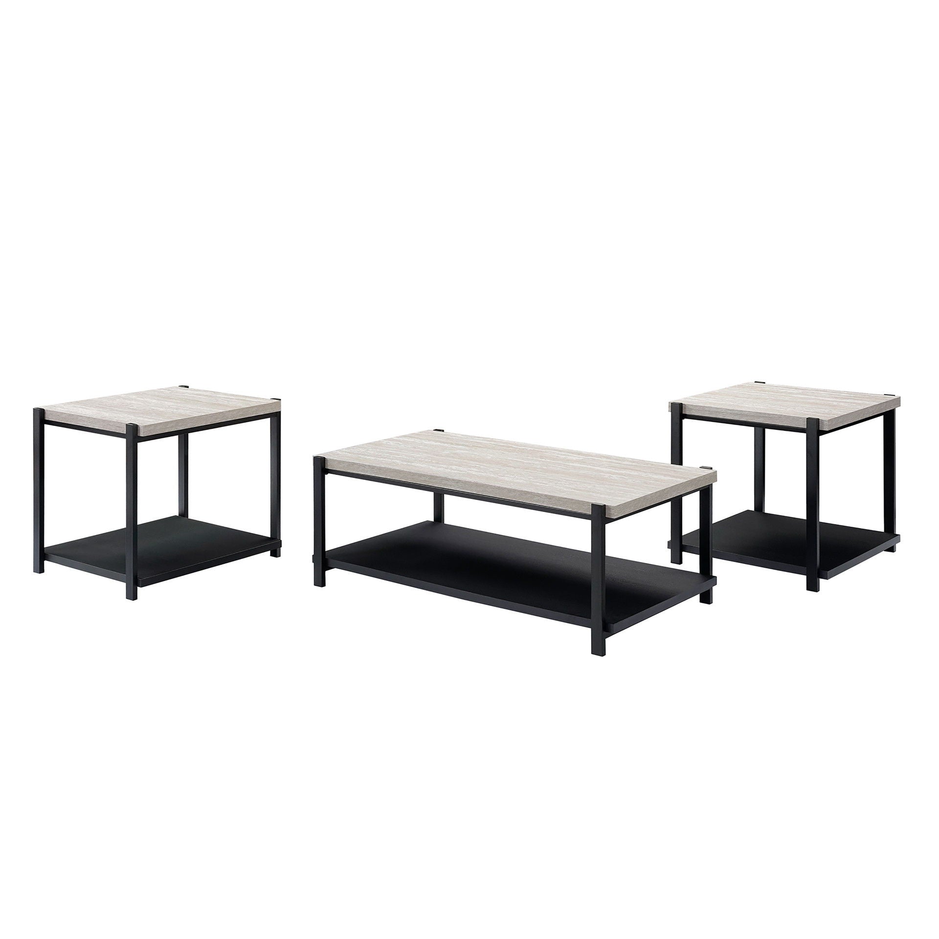 Linea - 3 Piece Occasional Set (1 Coffee & 2 End Tables) - Light Gray - Stylish Home Furniture