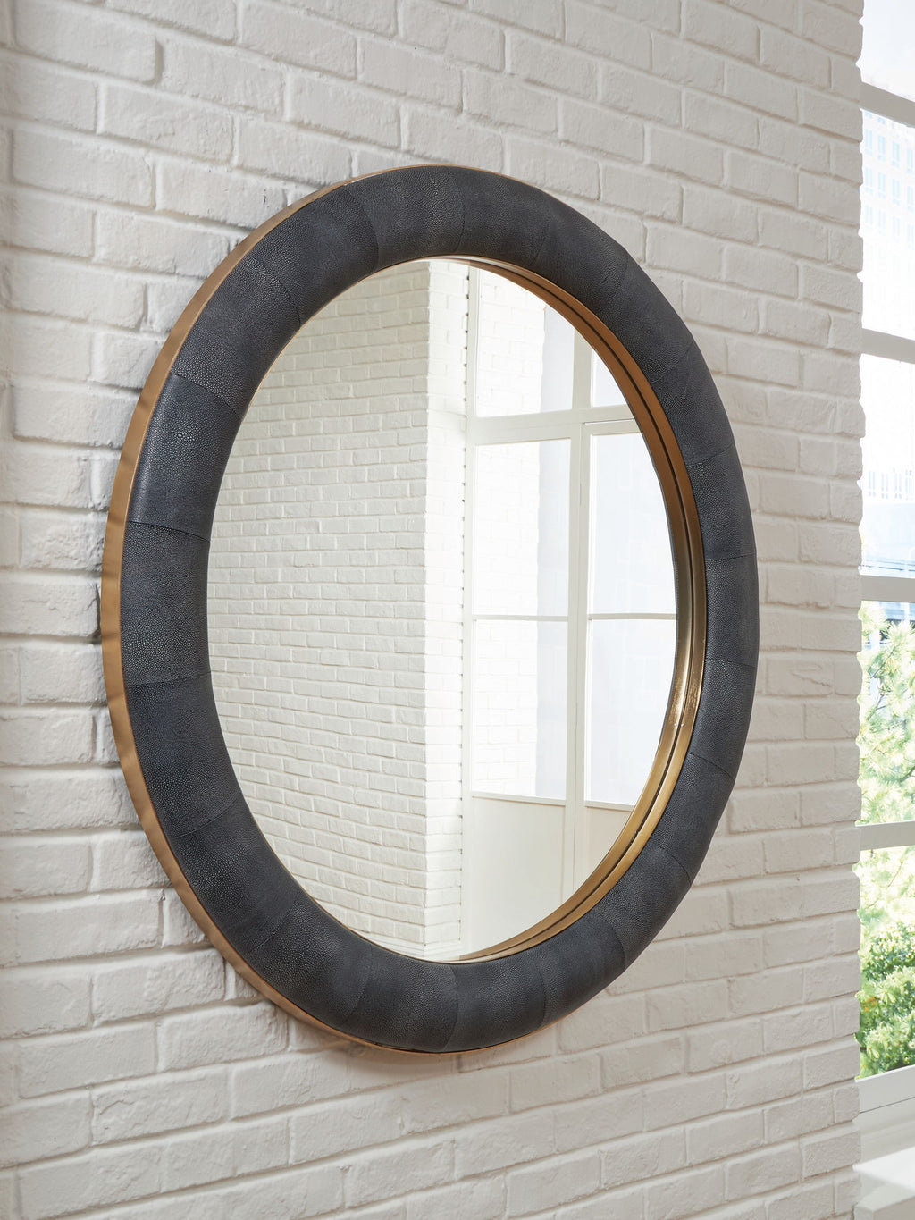 Corinsworth - Accent Mirror - Charcoal / Brass Finish - Stylish Home Furniture
