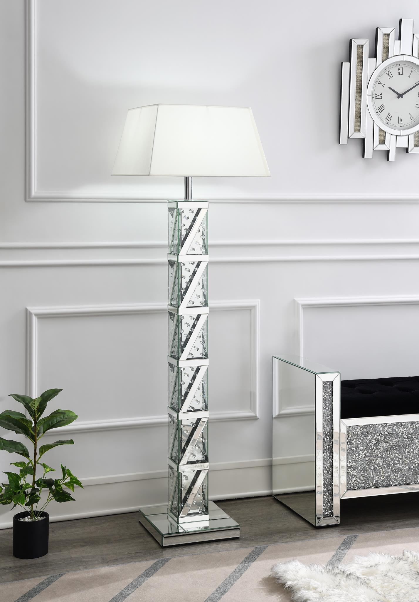 A1025 - LED Floor Lamp (Sold With Lamp Shade A1000-B) - Pearl Silver - Stylish Home Furniture