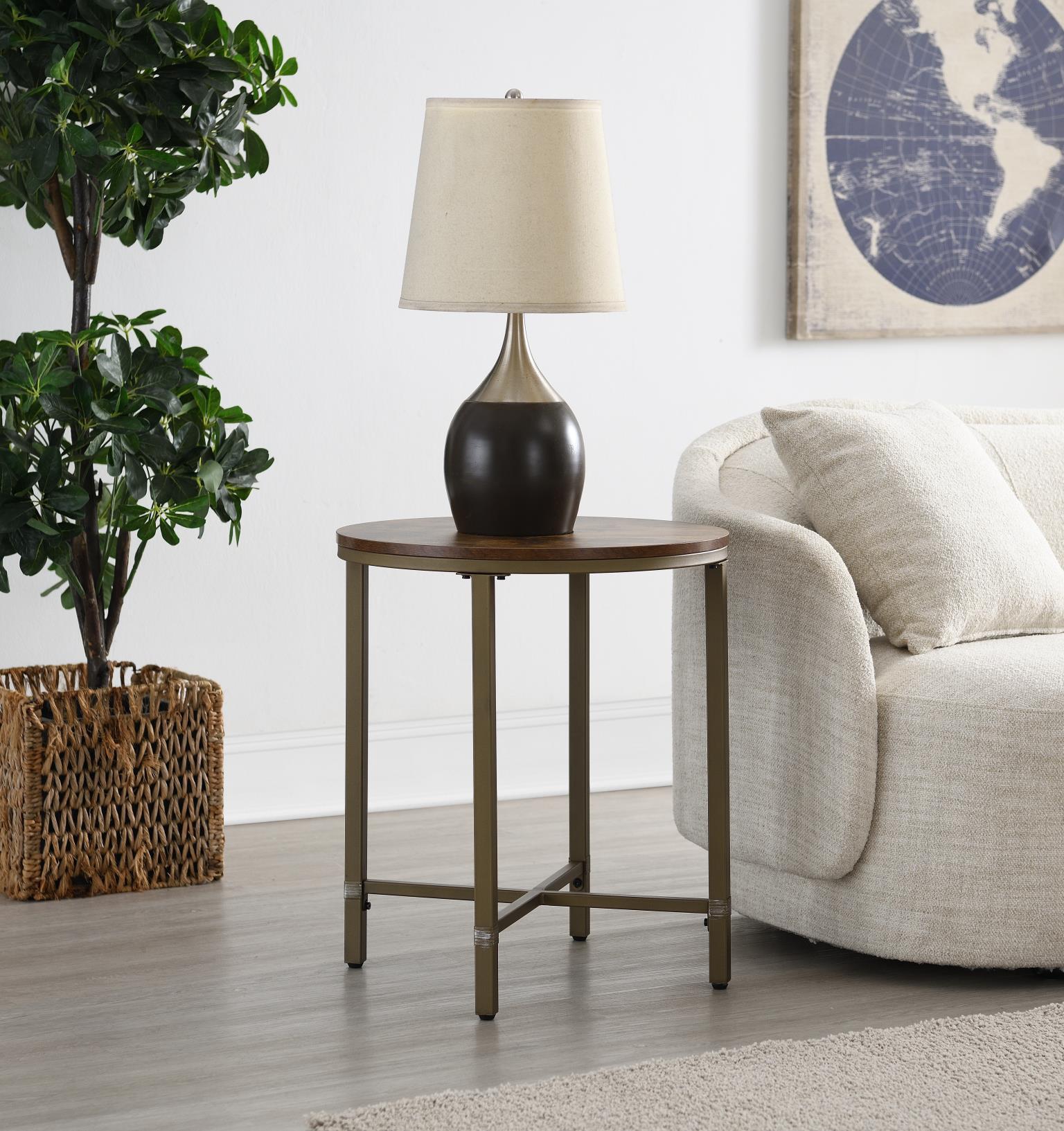 T330 - Round Coffee Table & 2 End Tables - Dark Brown - Stylish Home Furniture