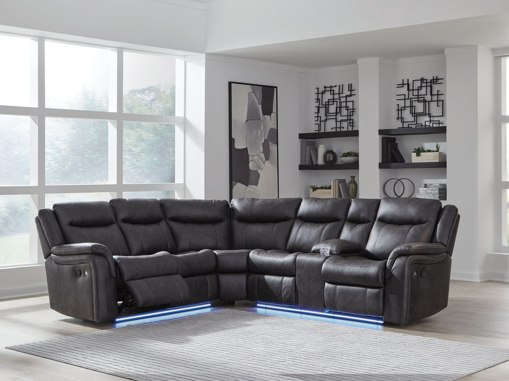 Sultan Meadow - 2-Piece Reclining Sectional - Carbon - Stylish Home Furniture