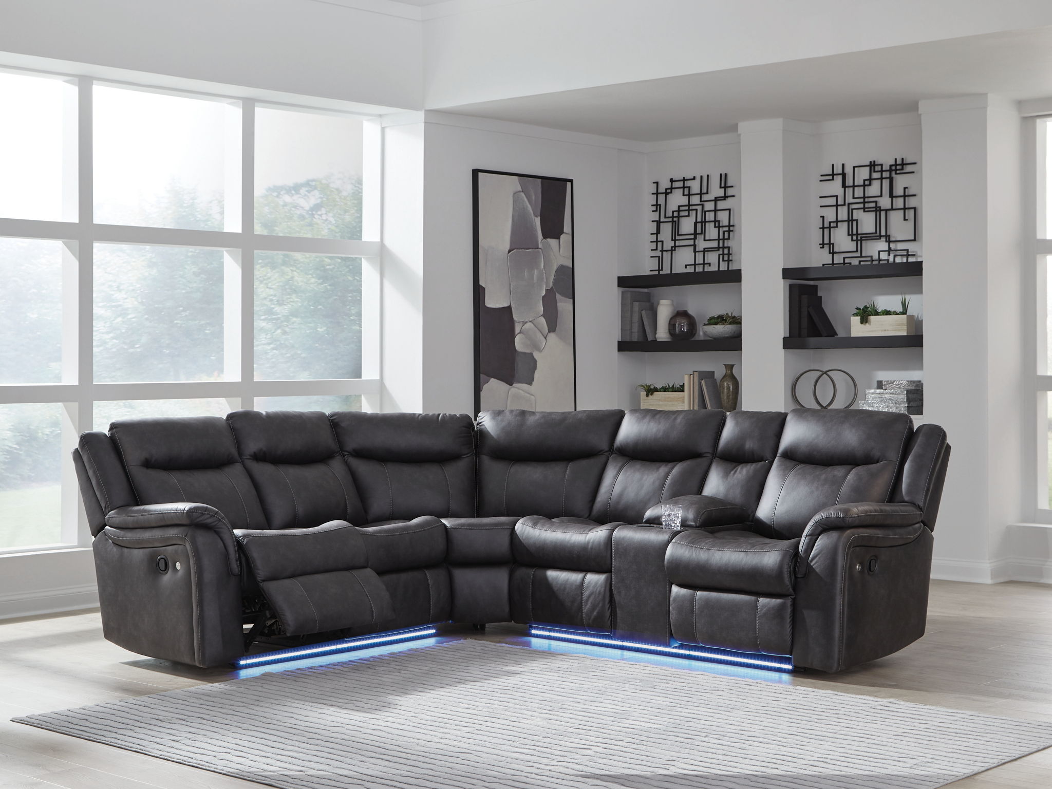 Sultan Meadow - 2-Piece Reclining Sectional - Carbon - Stylish Home Furniture