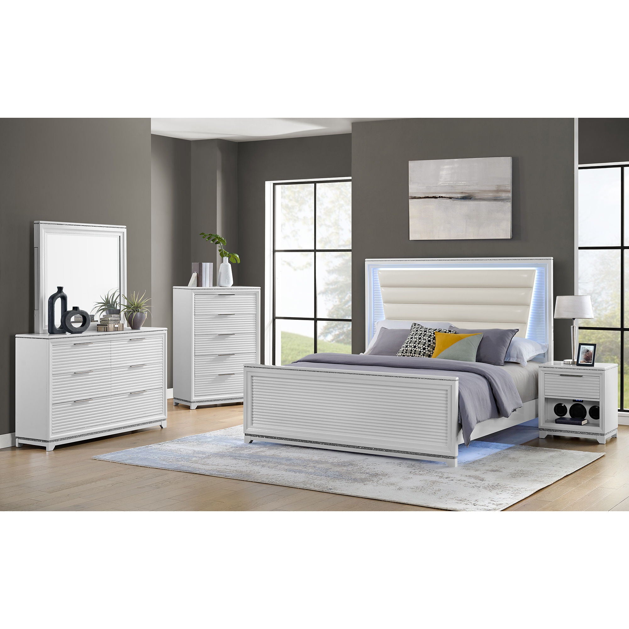 Denmark - 1-Drawer Nightstand With Speaker And USB - White - Stylish Home Furniture