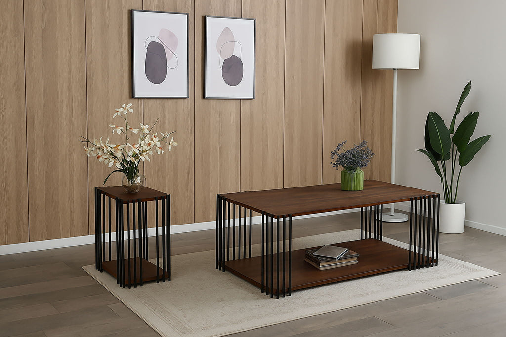 Vertex - Rectangular 3 Piece Occasional Set (1 Coffee & 2 End Tables) - Brown / Black - Stylish Home Furniture