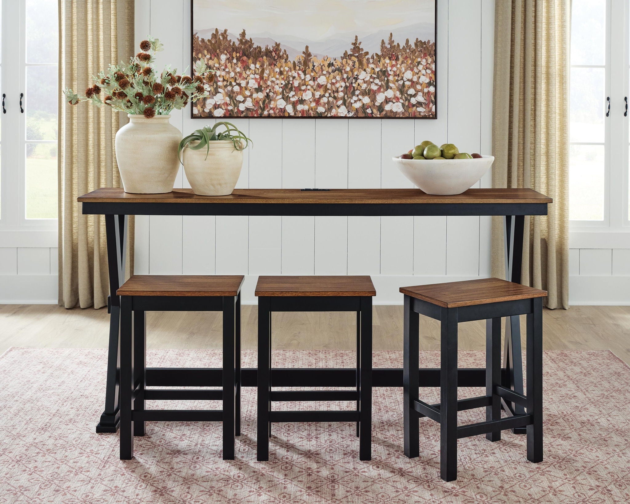 Wildenauer - Rectangular Dining Room Counter Table Set (Set of 4) - Brown / Black - Stylish Home Furniture
