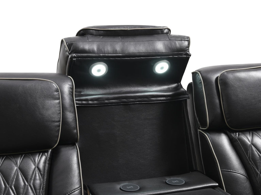 U70 - Power Reclining Sofa With Power Headrest, Reading Light, Massage, Heat, Ambient Lighting - Black