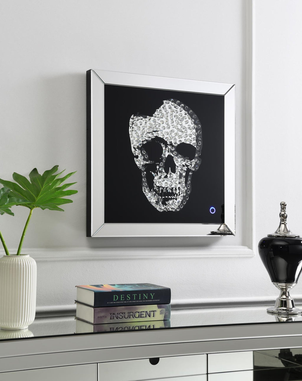 A2035 - LED Wall Art (Skull) - Pearl Silver - Stylish Home Furniture