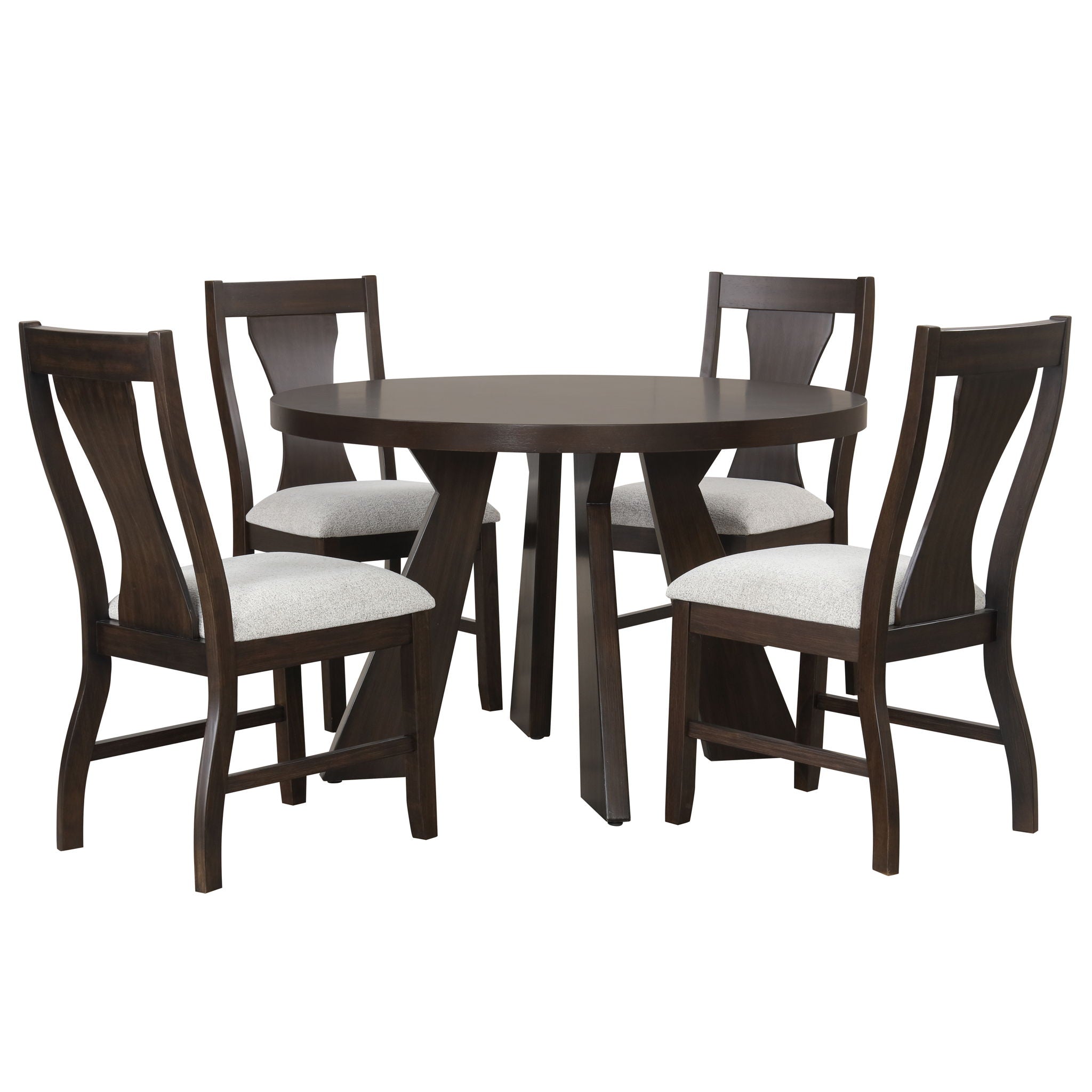 Chestnut Ridge - 5 Piece Dining Room Set (Round 47" Table & 4 Chairs) - Brown / Beige - Stylish Home Furniture