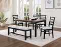 D198 - 6 Piece Dining Room Set (Dining Table, 4 Chairs, Bench) - Black / Dark Brown - Stylish Home Furniture