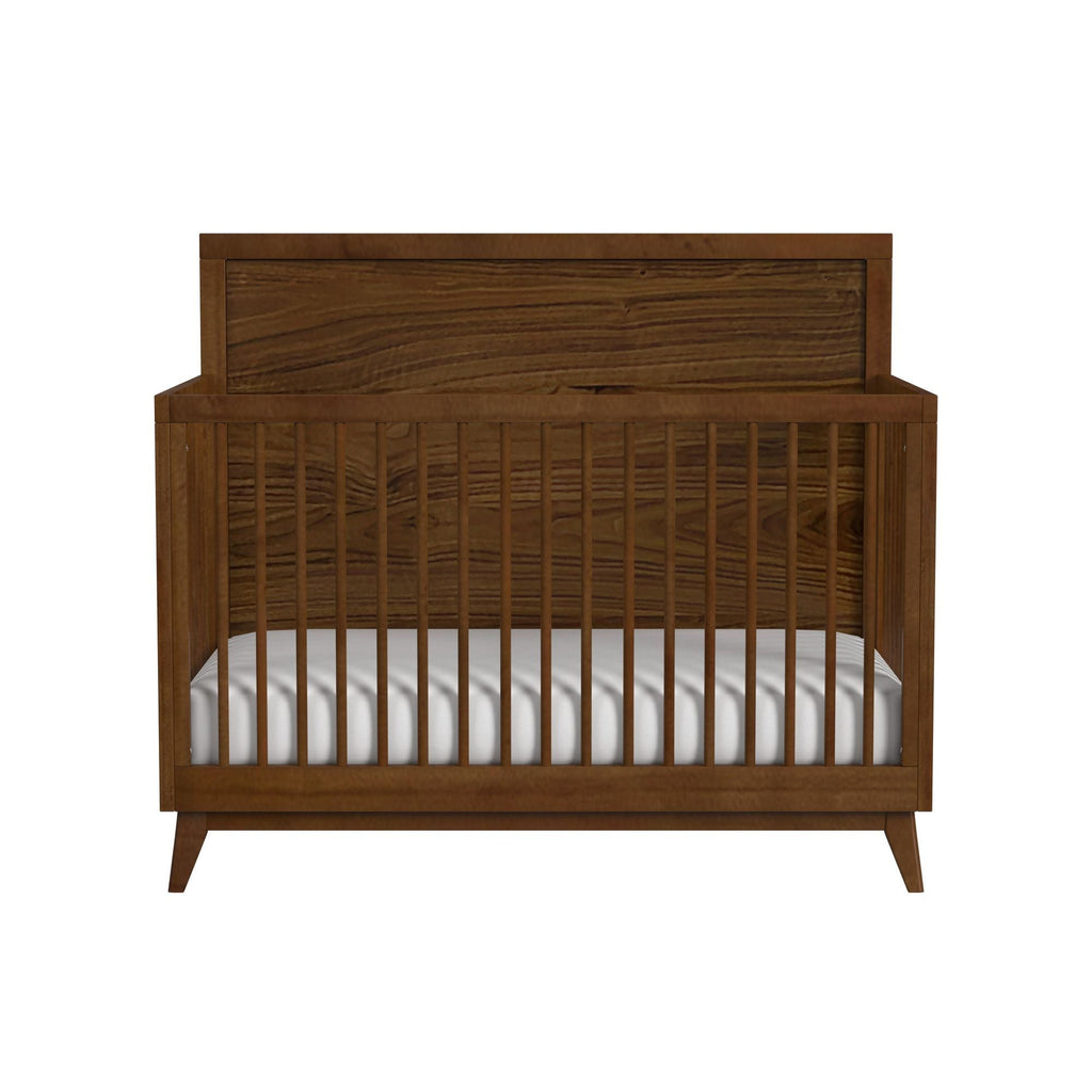 Malia - Crib With High Headboard And Guardrail - Walnut - Stylish Home Furniture