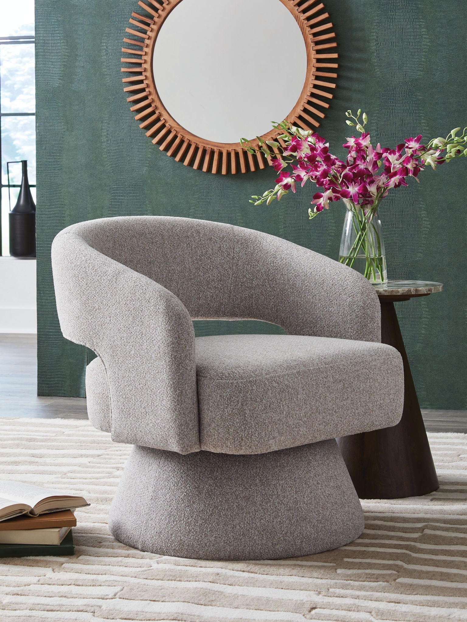 Nashkins - Swivel Accent Chair - Pebble - Stylish Home Furniture