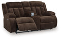 Free Wake - Double Relcining Power Loveseat With Console - Chocolate - Stylish Home Furniture