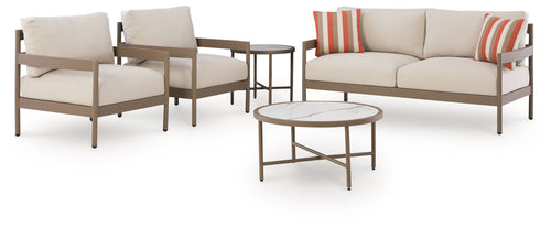 Bluff Trail - Loveseat, Lounge Chairs, Tables Set (Set of 5) - Beige - Stylish Home Furniture