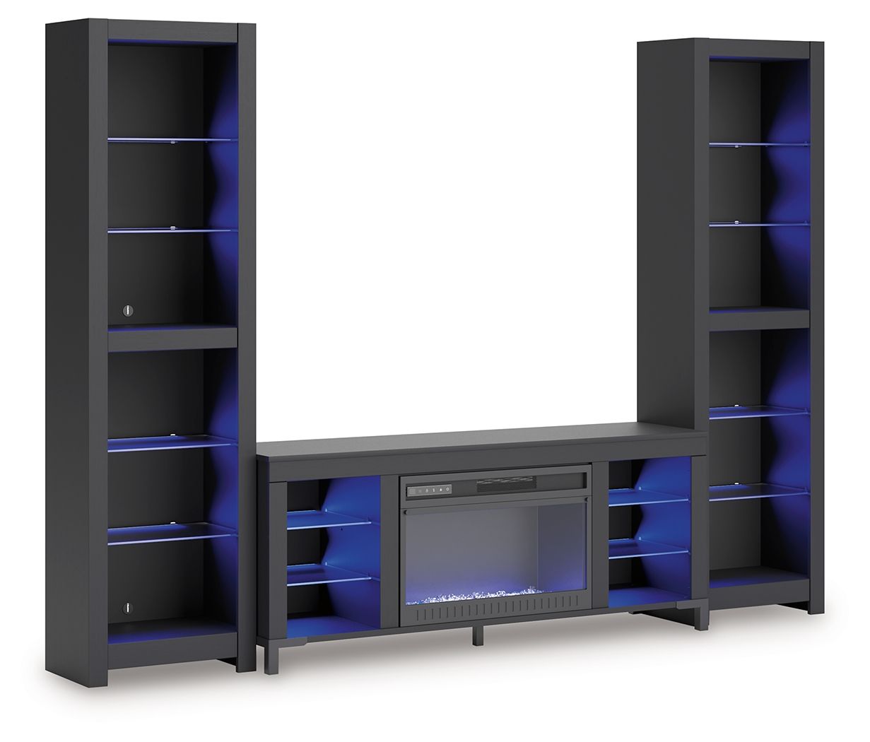 Cayberry - 3-Piece Entertainment Center With Electric Fireplace - Black - Stylish Home Furniture