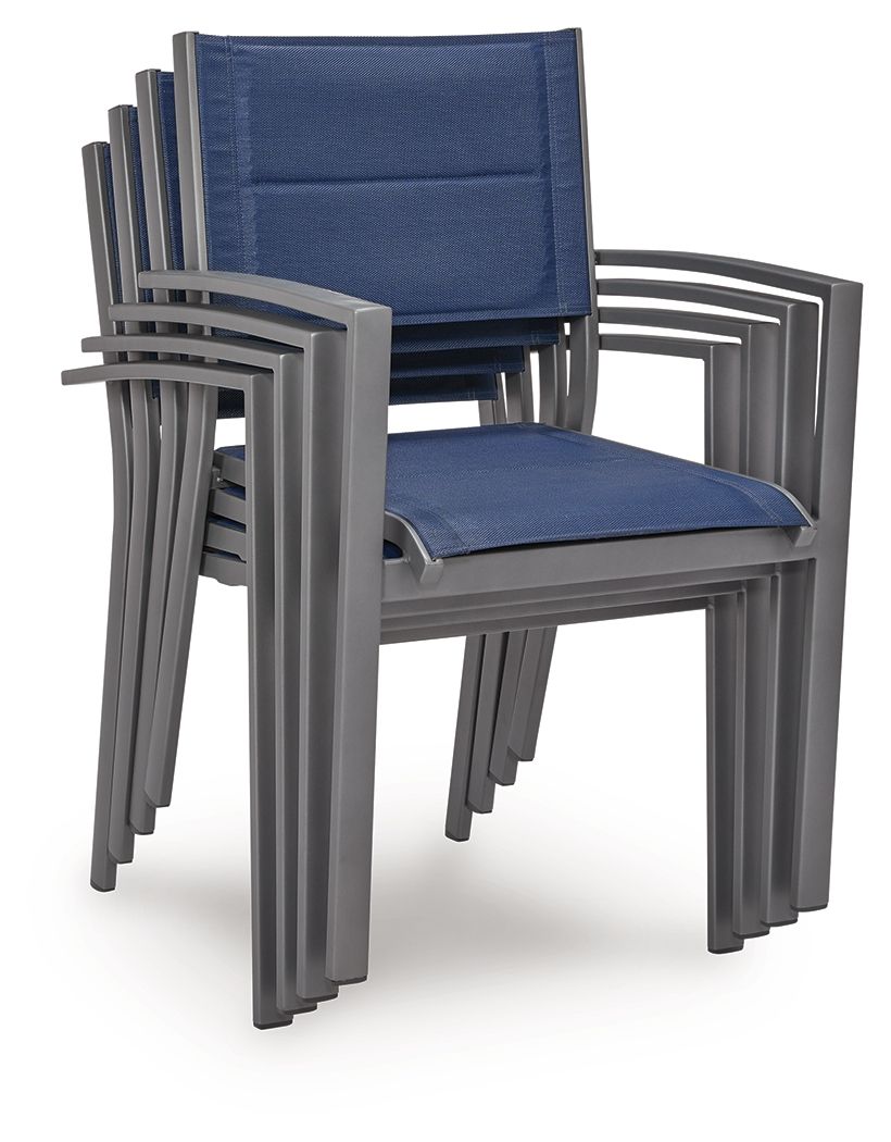 Rocky Creek - Sling Arm Chair (Set of 4) - Blue / Gray - Stylish Home Furniture