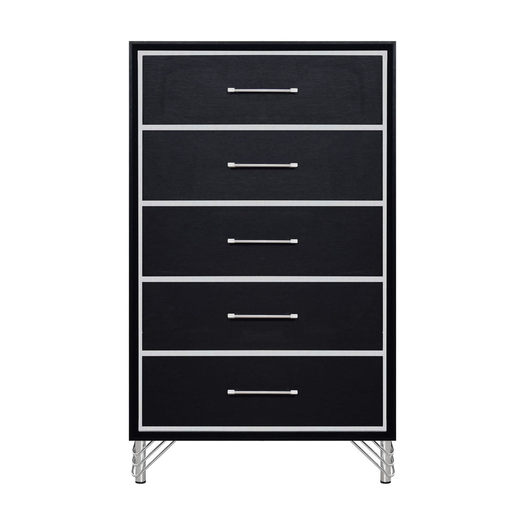 Ava - 5 Drawer Chest - Ebony - Stylish Home Furniture