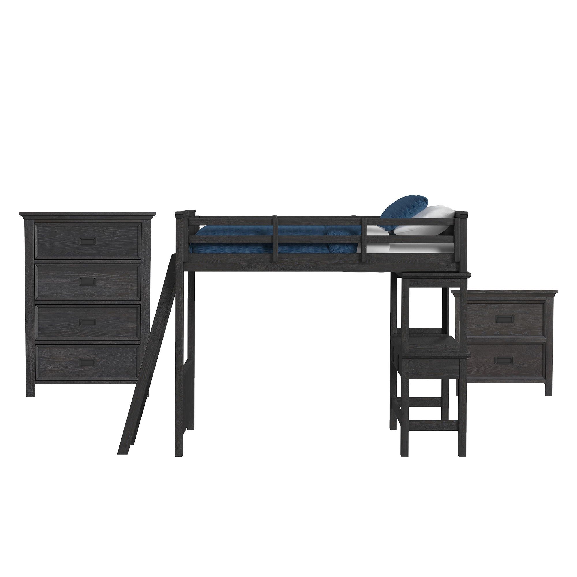Hampton Kids - Loft With Ladder And Desk With Speaker Bedroom Set - Stylish Home Furniture