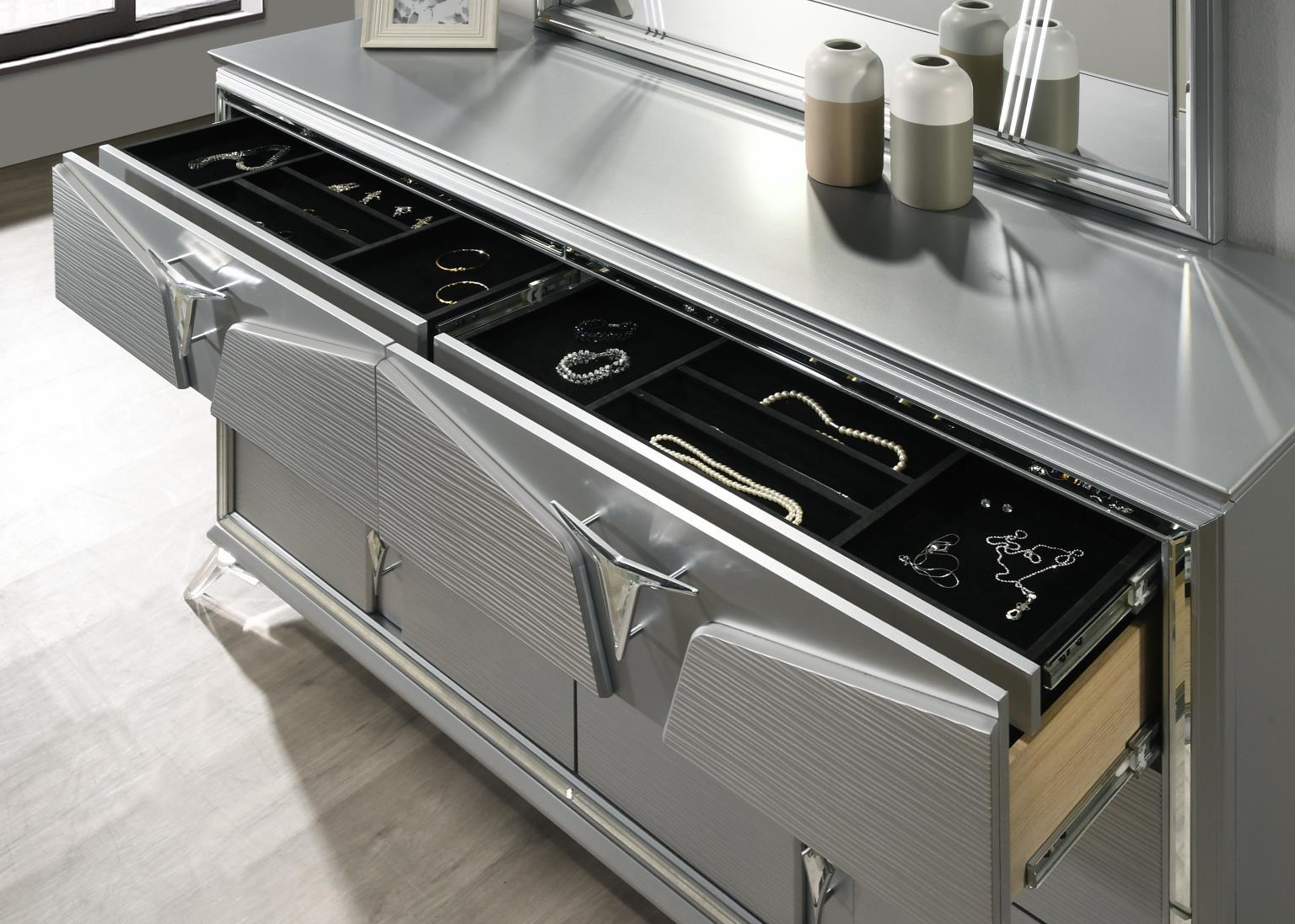 B024 - Chest - Olive Shimmer Silver - Stylish Home Furniture